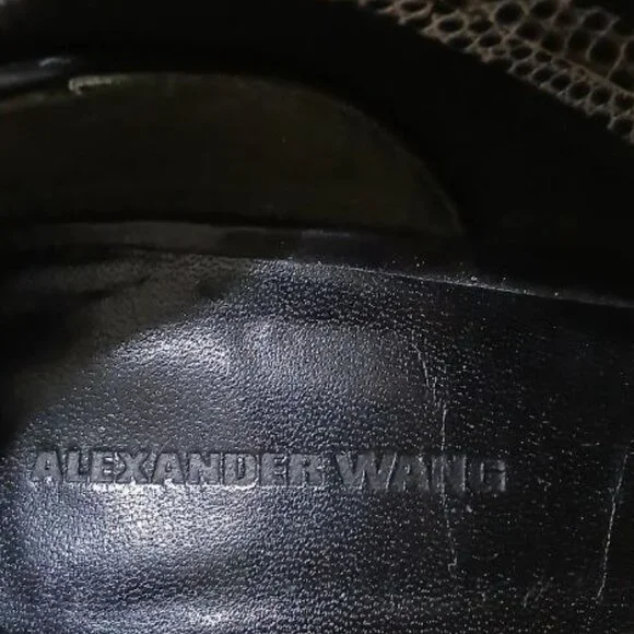 Alexander Wang Black & White Snakeskin Print Open-Toe Wedge Booties Size 36.5 - Picture 2 of 11